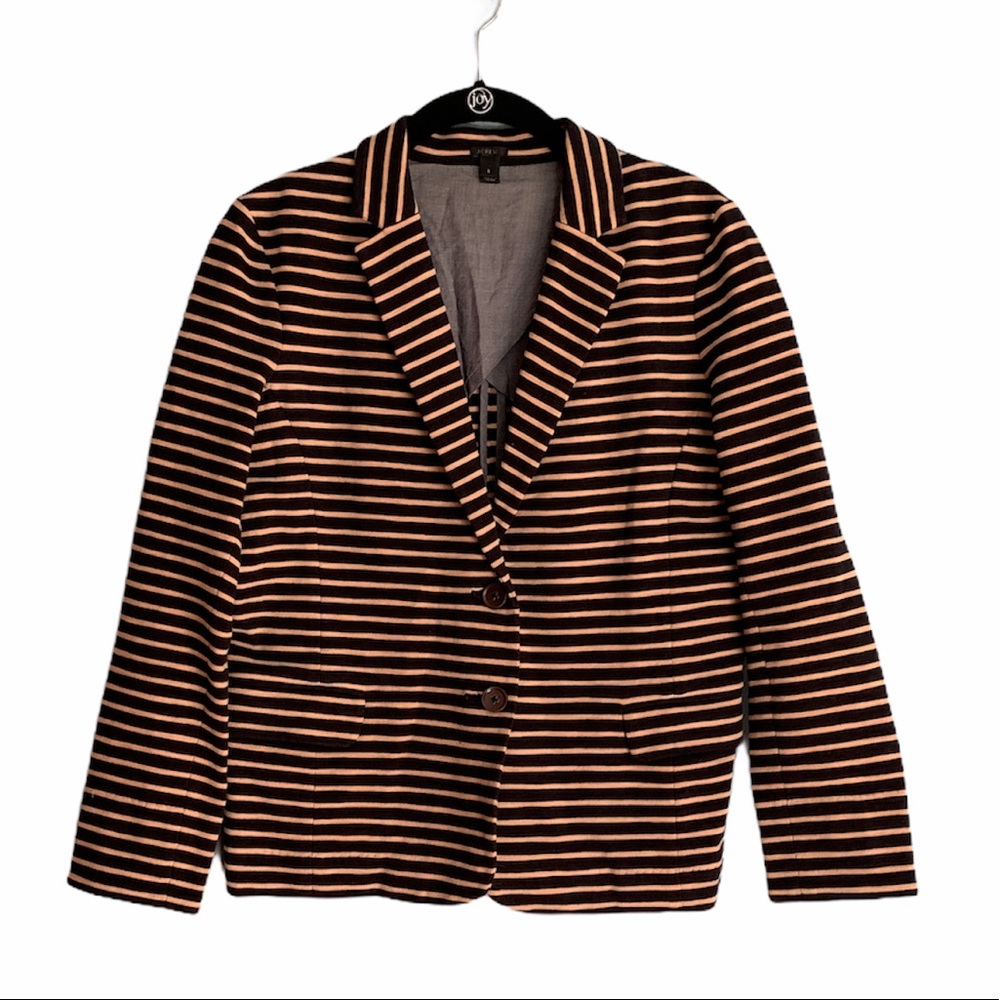 J. Crew Striped Knit Maritime Blazer Jacket Tan and Black Size Small